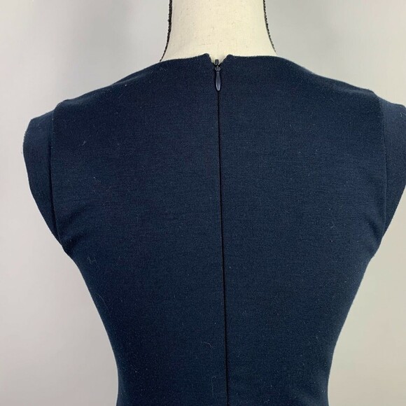 Banana Republic Sleeveless Sheath Dress Women O Navy Faux Leather Front Detail - Picture 8 of 12